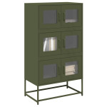 Highboard Olive Green 68x39x123 cm Plienas