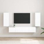TV sieninė spintelė 2 pcs Blizgus baltas 30 x 31 x 80 cm