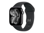 Apple Watch Series 11 GPS + Cellular 42mm Jet Black Aluminium Case with Black Sport Band - S/M | Apple