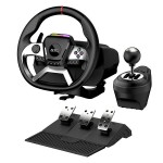 Žaidimų vairas Genius GX SpeedMaster X5 FF su pedalais ir pavarų perjungikliu, juodas