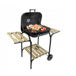 Sodo anglinis grilis su dangčiu, ratukais ir lentynomis