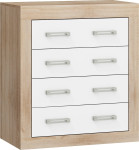 Komoda Verin 4S, ąžuolo/baltos spalvos