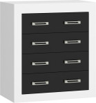 Komoda Meblocross Verin 4S, balta/juoda