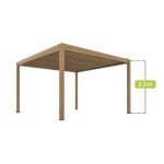 Pergola Mirpol LUXE 4x4m Elektrinė LED Aliuminio Smėlio Medžio Išvaizda