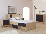 3-jų dalių miegamojo baldų komplektas Loft24, rudas/juodas