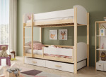Dviaukštė lova Jori, 200x90 cm, smėlio spalvos/balta