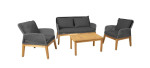 Sodo baldų komplektas Home4You FLORIDA pilkas – 4 vietų sofa, foteliai ir stalas