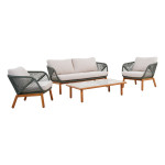 Sodo baldų komplektas Home4You TUXEDO stalas, sofa ir 2 kėdės, žalia poliesterio