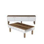 - White Svetainės baldų komplektas Hanah Home Bohem 854, balta / ruda