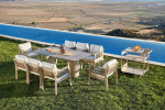 Valgomojo stalas „Toscana“ keraminis MDF medis rudas, 8 vietos