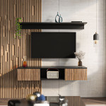 Elia juodas medinis TV staliukas, 140 cm