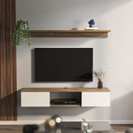 Elia - Riešutmedžio ir baltos spalvos TV stovas
