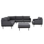 Sodo baldų komplektas „Patio Pyrit D053-16EB“ 7 vietų, pilkas, poliesteris