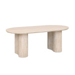 Kavos staliukas HOMLA BELLEZA ovalus modernus medinis smėlio spalvos