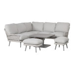 Sodo baldų komplektas Home4You Marenda 4 dalių reguliuojamas stalas kampinė sofa 6 vietų