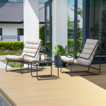 Lauko baldų komplektas PATIO Topaz D060-05EW dvivietis, smėlio spalvos poliesteriniai pagalvėlės