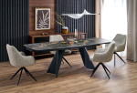 Valgomojo stalas Armani ARMANI ištraukiamas, juodos marmuro imitacijos MDF, prailginamas 180–260 cm
