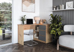 BEGA Desk, Artisan Oak / Graphite – Modern Corner Workspace with Drawers