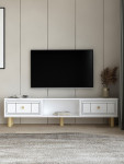 Dario Bohem balta TV spintelė – minimalistinis medijos baldas, 150 cm