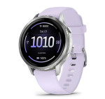 „Garmin Venu 4“ – 41 mm, sidabrinis su žydros spalvos silikoniniu dirželiu sportinis laikrodis