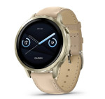 Garmin Venu® 4 – 41 mm Lunar Gold with Bone Silicone Band and Light Sand Leather Band