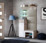 3-jų dalių prieškambario baldų komplektas ASM Gustavo VI, baltos/smėlio spalvos