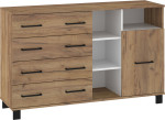Komoda Meblocross 1D4SP, ruda/balta