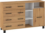 Komoda Meblocross 1D4SP, ruda/balta