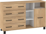 Komoda Meblocross 1D4SP, ruda/balta