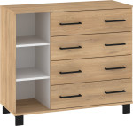 Komoda Meblocross 4SP, ruda/balta