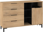 Komoda Meblocross Fresh FRE-01, šviesaus ąžuolo/juodos spalvos