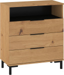 Komoda Meblocross Fresh FRE-03, ąžuolo/juodos spalvos