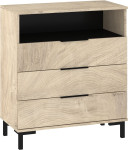 Komoda Meblocross Fresh FRE-03, šviesaus ąžuolo/juodos spalvos