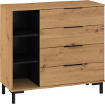 Komoda Meblocross Fresh FRE-04, ąžuolo/juodos spalvos