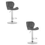 Baro kėdės WEST Velvet Grey – 2 vnt. su chromuotu pagrindu