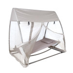 Sodo supynės Home4You Hammock SUNDAY su stogeliu, taupe spalvos poliesterio tinkleliu nuo uodų