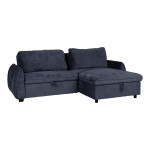 Kampinė sofa-lova Home4you Cloud mėlynas audinys, modernus dizainas, su daiktų laikymo vieta