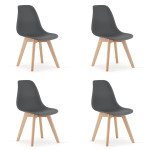 KITO modernūs valgomojo kėdės, tamsiai pilkos su natūraliomis kojomis (rinkinys iš 4)