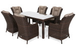 Lauko baldų komplektas Bristol 180 cm, 6+1, Brown Mat / Brown Melange