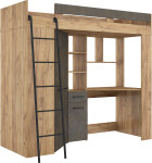 Dviaukštė lova Meblocross Floor L, 200x80 cm, ruda