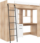 Dviaukštė lova Meblocross Floor L, 200x80 cm, ruda/balta