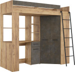 Dviaukštė lova Meblocross Floor P, 200x80 cm, ruda