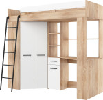 Dviaukštė lova Meblocross Floor P, 200x80 cm, ruda/balta
