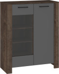 Vitrina Meblocross Slide Sli-14 1DN, tamsiai ruda/pilka