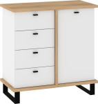 Meblocross Cross CRO-04 1D4S Komoda – Kremonos ąžuolas/balta