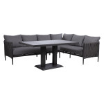 Sodo baldų komplektas Home4You BRISTOL pilka kampinė sofa, 5 vietos, poliesteris