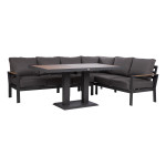 Sodo baldų komplektas Home4You RIO kampinė sofa, 5 vietų, tamsiai pilka