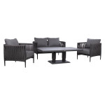 Sodo baldų komplektas Home4You BRISTOL pilka sofa, kėdės, stalas
