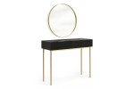 Tualetinis staliukas „Bogart Nicole“ – juodas matinis, auksinės kojelės, su veidrodžiu