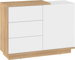 Hybrid HYB-04 Komoda 1D3S – moderni komoda, ąžuolas Cremona / balta blizgi